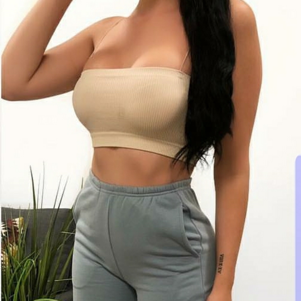 NWOT Laura's Boutique Tan Crop Top Medium/Large